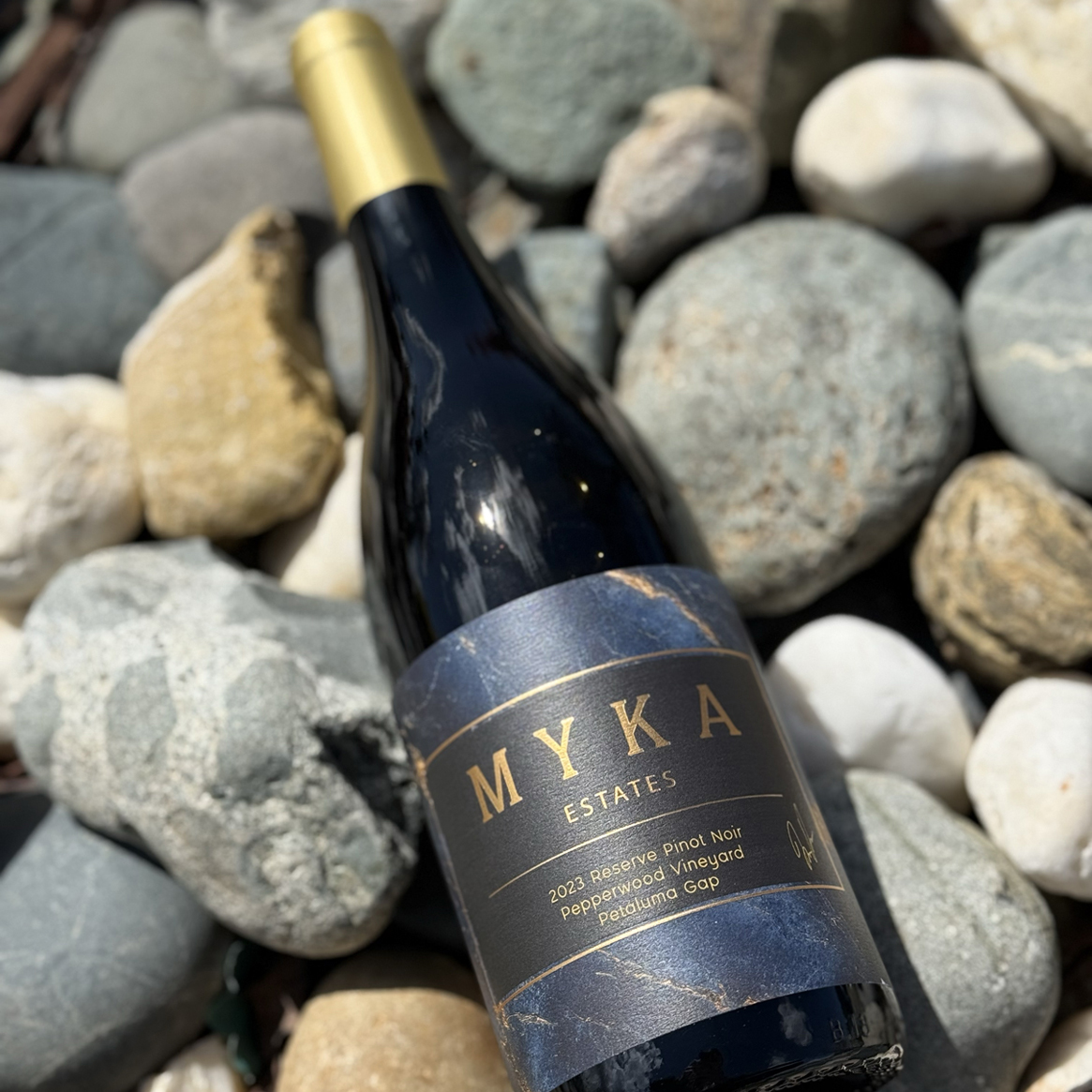 Bottle of Petaluma Gap Pinot Noir on rocks