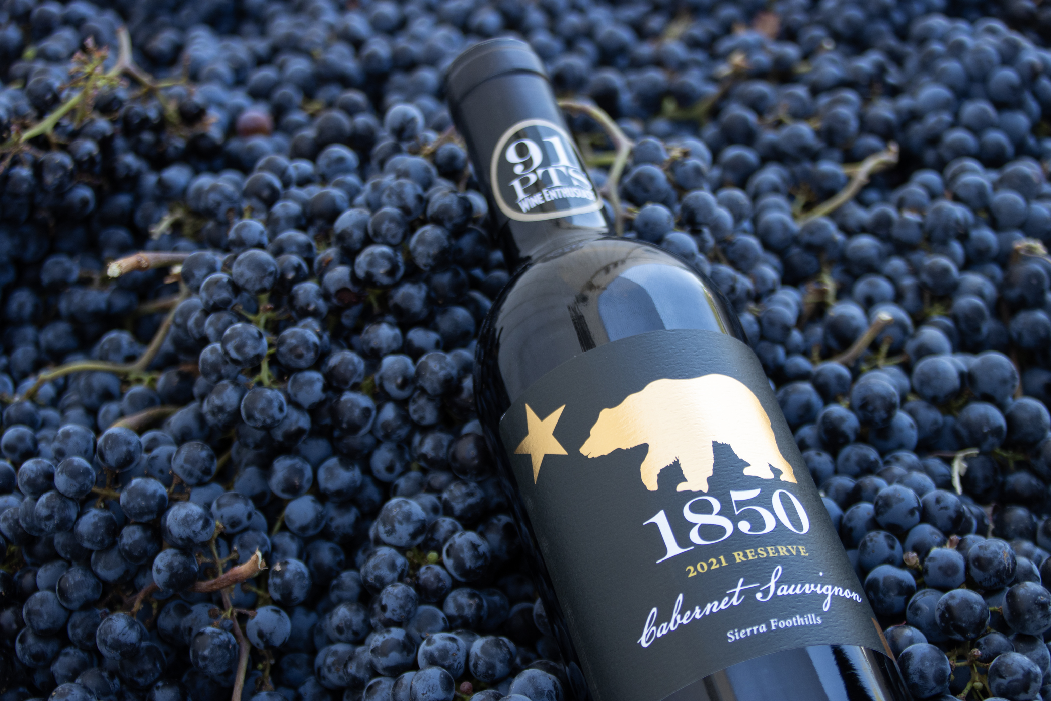 Reserve Cabernet Sauvignon on grapes beauty shot