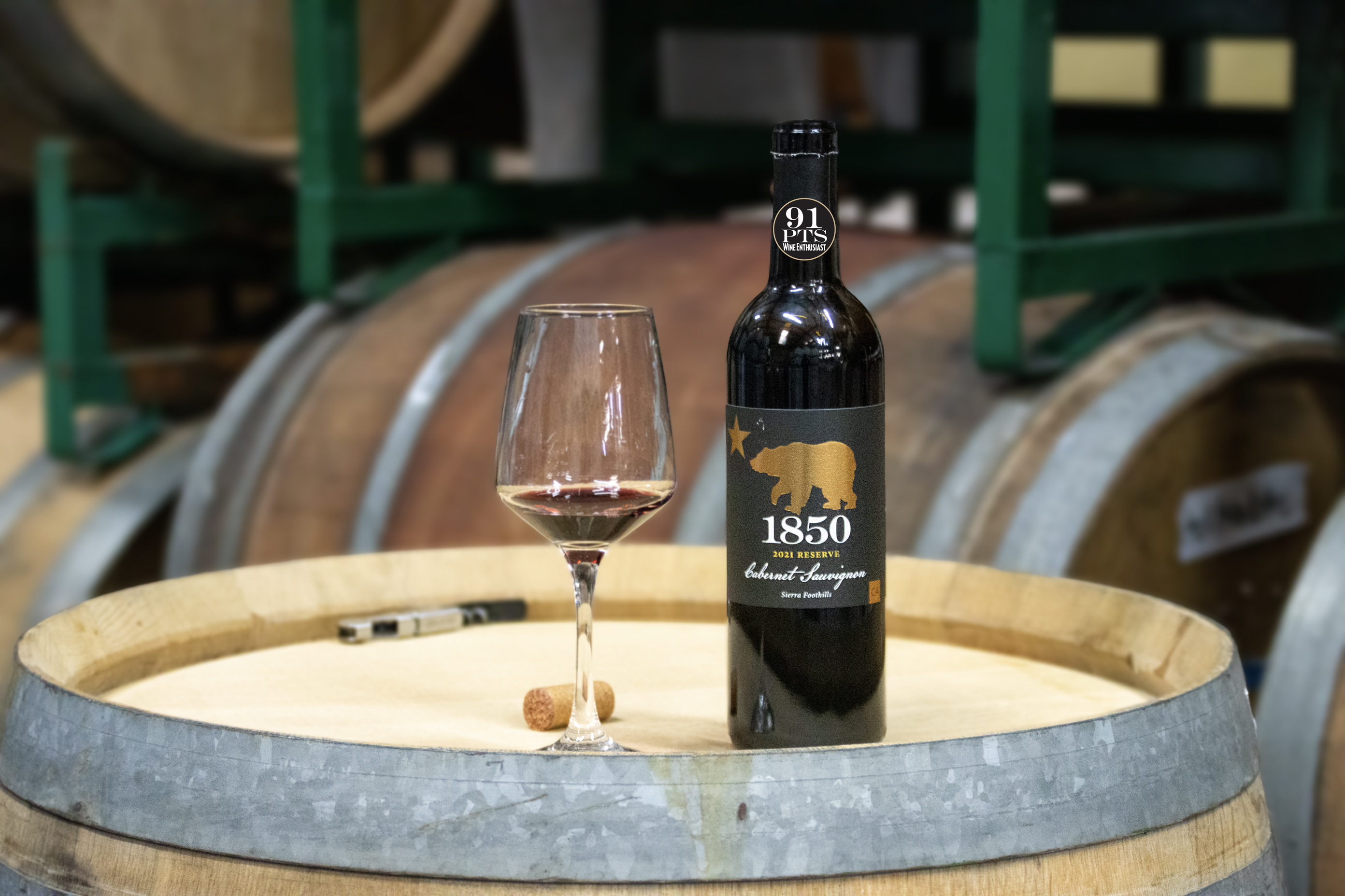 Reserve Cabernet Sauvignon on wine barrel