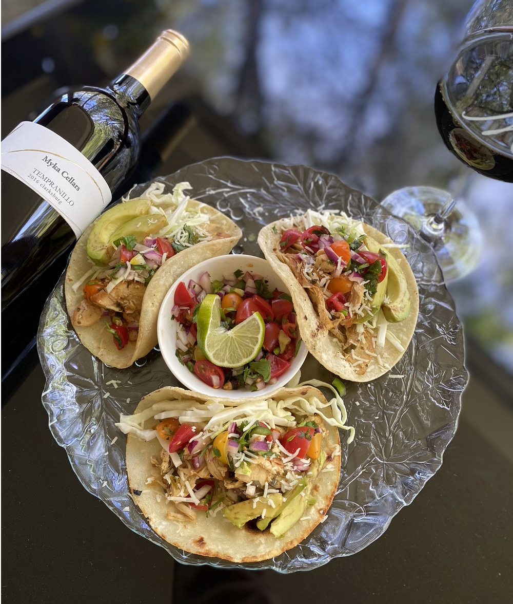 Tacos and Tempranillo food and wine pairing  at Myka Estates Tasting Room