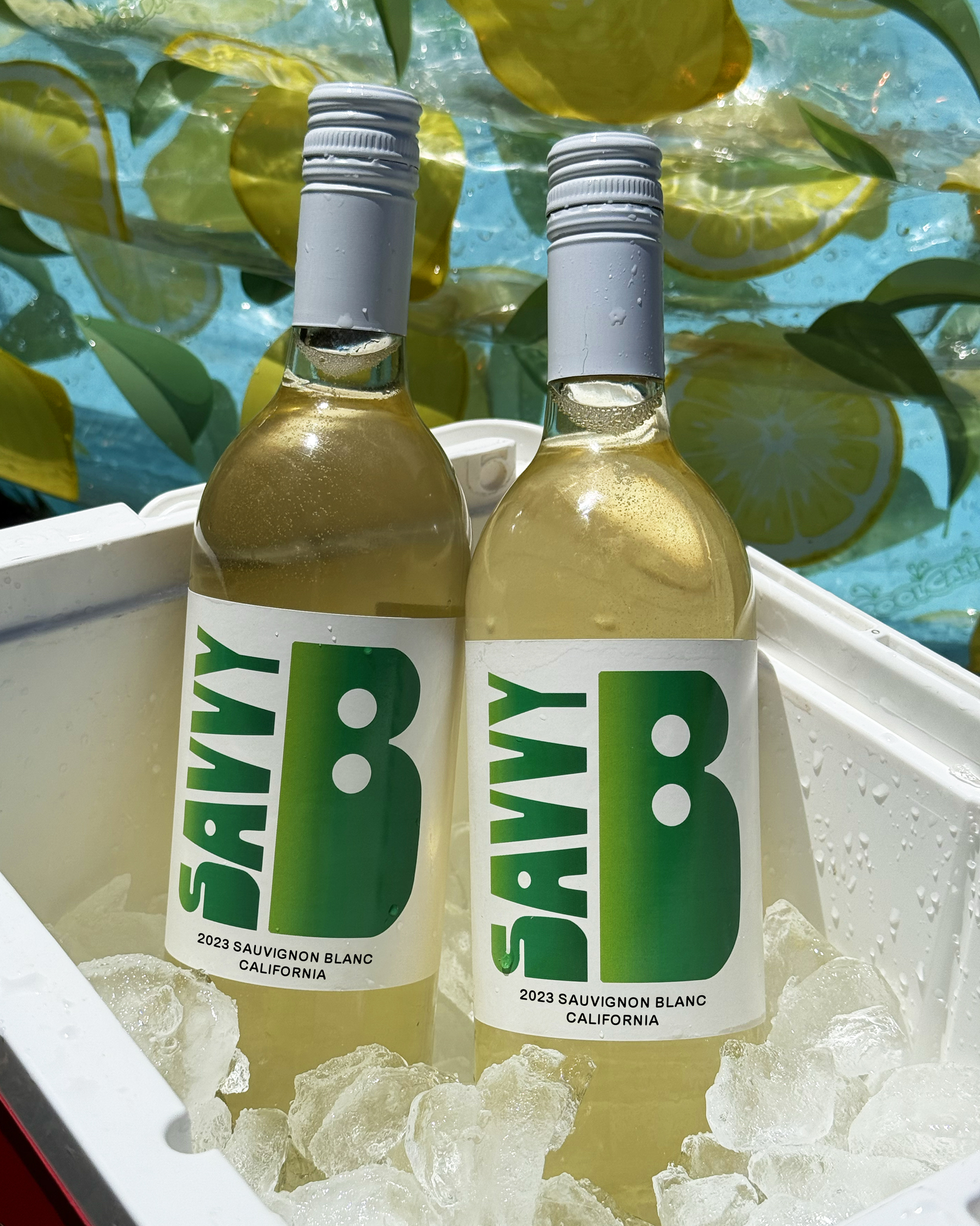Two bottles of Savvy B on ice