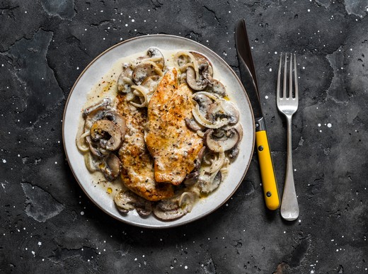 Truffle Fonduta with Chicken and Sautéed Mushrooms