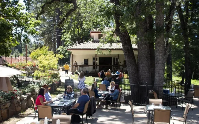 Sweeping panoramic views, lush gardens, and ample outdoor seating at Myka Estates