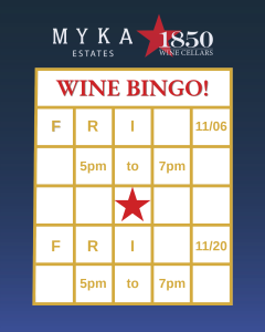 Wine Bingo Fri 11/6 and Fri 11/20 5pm to 7pm